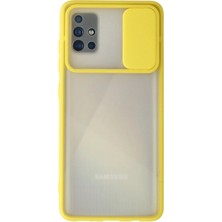Samsung Galaxy A71 Kılıf Palm Buzlu Kamera Sürgülü Silikon - Sarı - FKU3974-5459