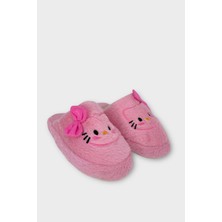 Liger Hellokitty Figürlü Sıcak Tutan Kışlık Kadın Ev Terliği Pembe