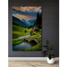 Teona Ahşap Yeşilin Huzuru Yağlı Boya Görünümlü Ahşap Dekoratif Tablo Dikdörtgen Tablo