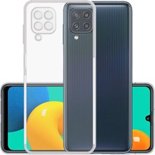 Caseart Samsung Galaxy M32 ile Uyumlu Kapak Kamera Korumalı Şarj Yeri Tıpalı Şeffaf Silikon Kılıf