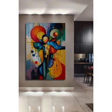 Teona Ahşap Soyut Sanat Eseri Yağlı Boya Görünümlü Dekoratif Ahşap Tablo Dikdörtgen Tablo