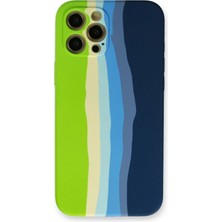 iPhone 12 Pro Max Kılıf Ebruli Lansman Silikon - Yeşil-Koyu Yeşil - FKU3174-3633