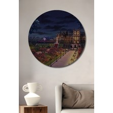 Teona Ahşap Paris Gecesi Yağlı Boya Görünümlü Ahşap Dekoratif Tablo Yuvarlak Tablo