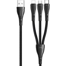 Store Fullf Mcdodo CA-6960 3in1 Lightning-Micro-Type-C Şarj Kablosu 3A 1.2m Siyah