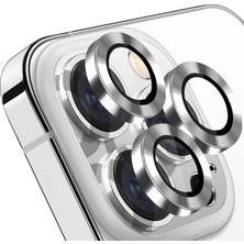Happy 15 Pro/ 15 Promax Kamera Camı Lens Koruyucu Halka Set - Gümüş Silver