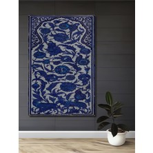 Teona Ahşap Mavi Çiçek Bahçesi Sulu Boya Görünümlü Ahşap Dekoratif Tablo Dikdörtgen Tablo