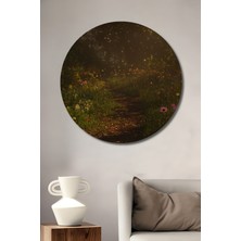 Teona Ahşap Gızemlı Orman Yolu Yağlı Boya Görünümlü Ahşap Dekoratif Tablo Yuvarlak Tablo