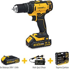 İbtaş SGS5248 - 20 Volt 1.5 Amper Akülü Şarjlı Darbeli Matkap Vidalama Seti Çift Akülü