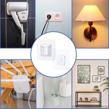 Marsilyan Eşya Sabitleme Askısı 10 Çift Şeffaf Çift Taraflı Yapışkanlı Geçmeli Klips (K95)