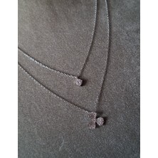 Generic 925 Ayar Gümüş Çift Zincir 3 Yaprak Şans Yoncası Model Genç/yetişkin Kadın Kolyesi