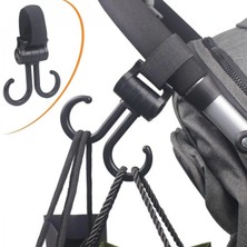 Marsilyan 2li Bebek Arabasına Uyumlu Cırtlı  Eşya Taşıma Aparatı 360 Derece Dönebilen Plastik Kanca (K95)