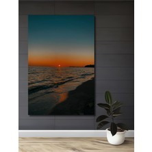 Teona Ahşap Gün Batımı Sahil Manzarası Yağlı Boya Görünümlü Ahşap Dekoratif Tablo Dikdörtgen Tablo