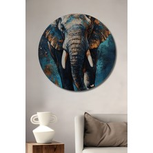 Teona Ahşap Ahşap Dekoratif Fil Yağlı Boya Görünümlü Sanat Tablo Yuvarlak Tablo