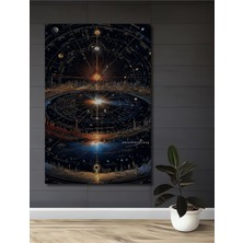 Teona Ahşap Göksel Kozmos Yağlı Boya Görünümlü Dekoratif Ahşap Tablo Dikdörtgen Tablo