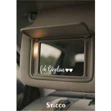 Sticco Çok Güzelsin Kalp Güneşlik Ayna Yazısı Araba-Motosiklet Cam Sticker 7,9x1,9 cm Beyaz Renk