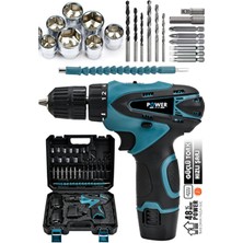 Power Black Şarjlı Matkap Vidalama 24V 4AH Lion Armut Batarya Metal Şanzuman Çift Akülü Vidalama 24 Parça Set