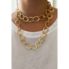 Liveyn Design Çift Sıralı Yıldız Işlemeli Gold Kolye