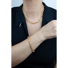 Liveyn Design Gold Klasik Zincir Kolye Bileklik Set