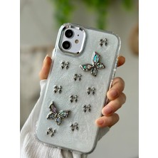 Go Aksesuar Iphone 12 ve 12 Pro Uyumlu Metal Kelebek Tasarım Oyuncaklı Esnek Silikon Kılıf