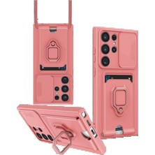 Samsung Galaxy S25 Ultra Kılıf Zuma Kartvizitli Yüzüklü Silikon - Pembe - FKU3666-8594