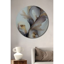 Teona Ahşap Sulu Boya Görünümlü Modern Sanat Çiçekler Ahşap Dekoratif Tablo Yuvarlak Tablo