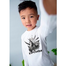 Mayoral Krem Erkek Çocuk Baskılı Uzun Kollu T-Shirt 4090