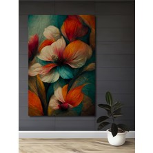 Teona Ahşap Canlı Renkler Çiçek Desenli Sulu Boya Görünümlü Modern Sanat Ahşap Dekoratif Tablo Dikdörtgen Tablo