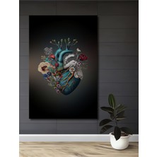 Teona Ahşap Çiçek Açan Kalp Yağlı Boya Görünümlü Soyut Sanat Tablosu Dikdörtgen Tablo