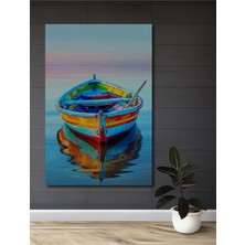 Teona Ahşap Renkli Tekne Sulu Boya Görünümlü Modern Sanat Ahşap Dekoratif Tablo Dikdörtgen Tablo