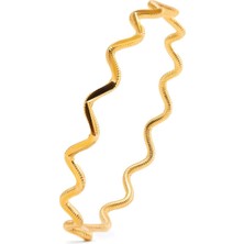 EK ACCESSORY 22 Ayar Altın Kaplama  Oluklu Zikzak Ajda Bilezik