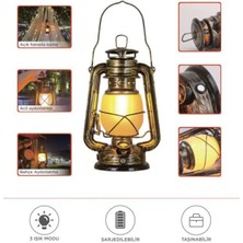 Başkenttekno Nostaljik Retro Şarjlı LED Gaz Lambası Görünümlü Gece Lambası