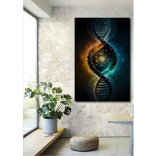 Teona Ahşap Dna Sarmalı Yağlı Boya Görünümlü Ahşap Dekoratif Tablo Dikdörtgen Tablo