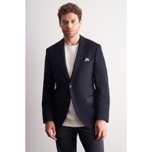 İmza Lacivert Mono Yaka Yünlü 6 Drop Comfort Fit Classic Ceket 1002255150