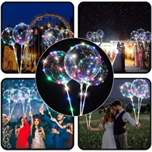Numaca 3 mt LED Işıklı - 3 Pilli - 3 Fonksiyonlu - Balon Çubuklu - 45 cm Işıklı Şeffaf Balon Seti - 1 Adet