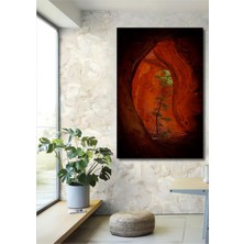 Teona Ahşap Kızıl Mağara Yağlı Boya Görünümlü Ahşap Dekoratif Tablo Dikdörtgen Tablo