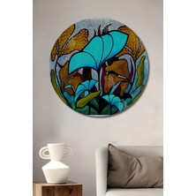 Teona Ahşap Güneşin Çiçekleri Ahşap Dekoratif Tablo Sulu Boya Görünümlü Modern Sanat Yuvarlak Tablo