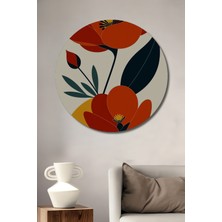 Teona Ahşap Bahar Çiçekleri Yağlı Boya Görünümlü Ahşap Dekoratif Tablo Yuvarlak Tablo