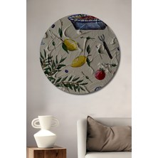 Teona Ahşap Italyan Mutfağı Yağlı Boya Görünümlü Ahşap Dekoratif Tablo Yuvarlak Tablo