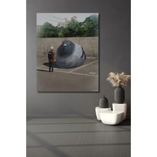 Teona Ahşap Devasa Güvercin ve Çocuk Yağlı Boya Görünümlü Modern Sanat Dekoratif Ahşap Tablo Dikdörtgen Tablo