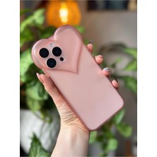 Go Aksesuar Iphone 14 Promax Şeffaf 3D Kalp Tasarımlı Silikon Kılıf