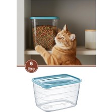 Flosoft Evcil Hayvan Kuru Mama Saklama Kabı 6 Litre, Şeffaf Gövdeli Kedi Köpek Mama Kutusu Bpa Içermez