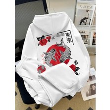 Kids Face Özel Tasarım Kapüşonlu Koi Balığı Sırt Baskılı %100 Pamuk 3 Iplik Kışlık Japon Stil Erkek Çocuk Eşofman Takımı