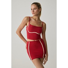 Shavonte Kadın Askılı Gogusaltı Biye Detaylı Kırmızı Büstiyer