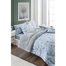 ChicMaison Çift Kişilik Pofuduk Uyku Seti | Lastikli Çarşaflı | Çeyiz Seti | Çeyiz Takımı | Mavi Etnik