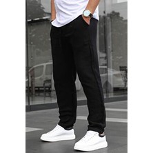 Madmext Siyah Müslin Kumaş Erkek Basic Pantolon 6507 Yüksek Bel Relax Kesim Günlük Kullanım İçin