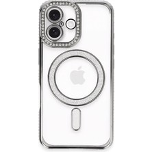 iPhone 16 Plus Kılıf Joke Simli Magneticsafe Kılıf - Gri - FKU1281-7165