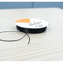 Hobimos 1 mm Siyah Esnek Lastik Misina - Kolye, Bileklik Ipi, Siyah Esnek Misina