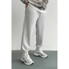 EYDAMOON Erkek Gri Kışlık Içi Polarlı Rahat Kesim Paçası Lastikli Eşofman Altı - Gri