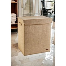 Luxway Home Jüt Kumaş Kapaklı Katlanabilir Çocuk Odası Oyuncak ve Kirli Çamaşır Saklama Kutusu 40X50X30 cm