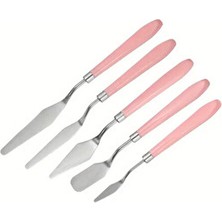 Nasadan 5’li Paslanmaz Çelik Resim Spatula Seti – Sanat ve Hobi Için Palet Bıçakları – Pembe